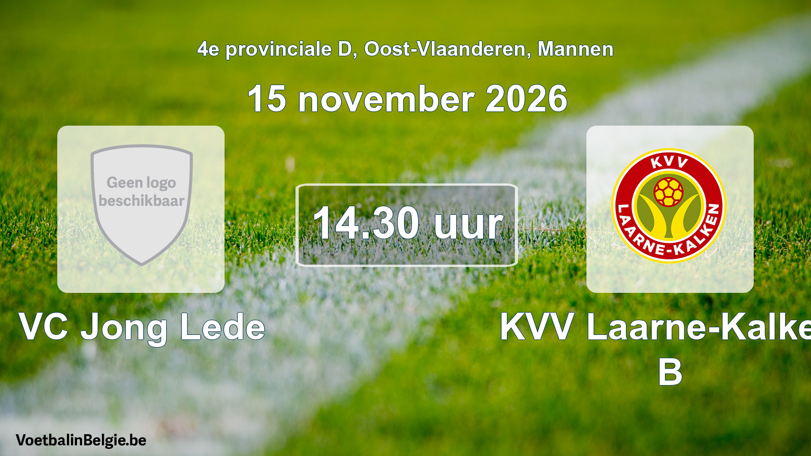 Geplande wedstrijd mannenvoetbal: VC Jong Lede - KVV Laarne-Kalken B (15 november 2026)