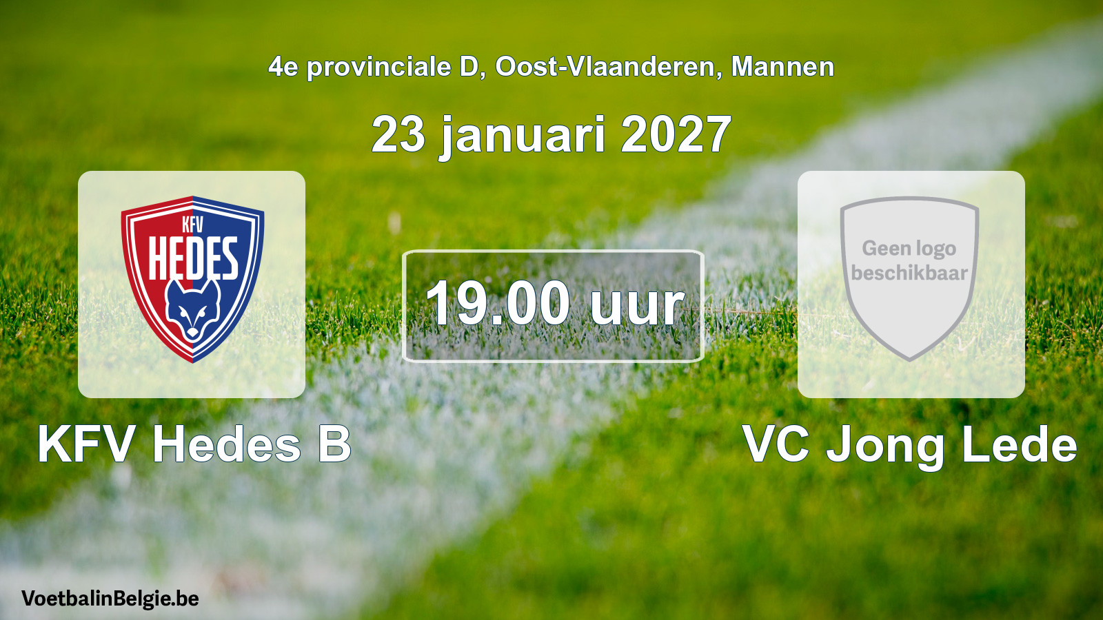 Geplande wedstrijd mannenvoetbal: KFV Hedes B - VC Jong Lede (23 januari 2027)