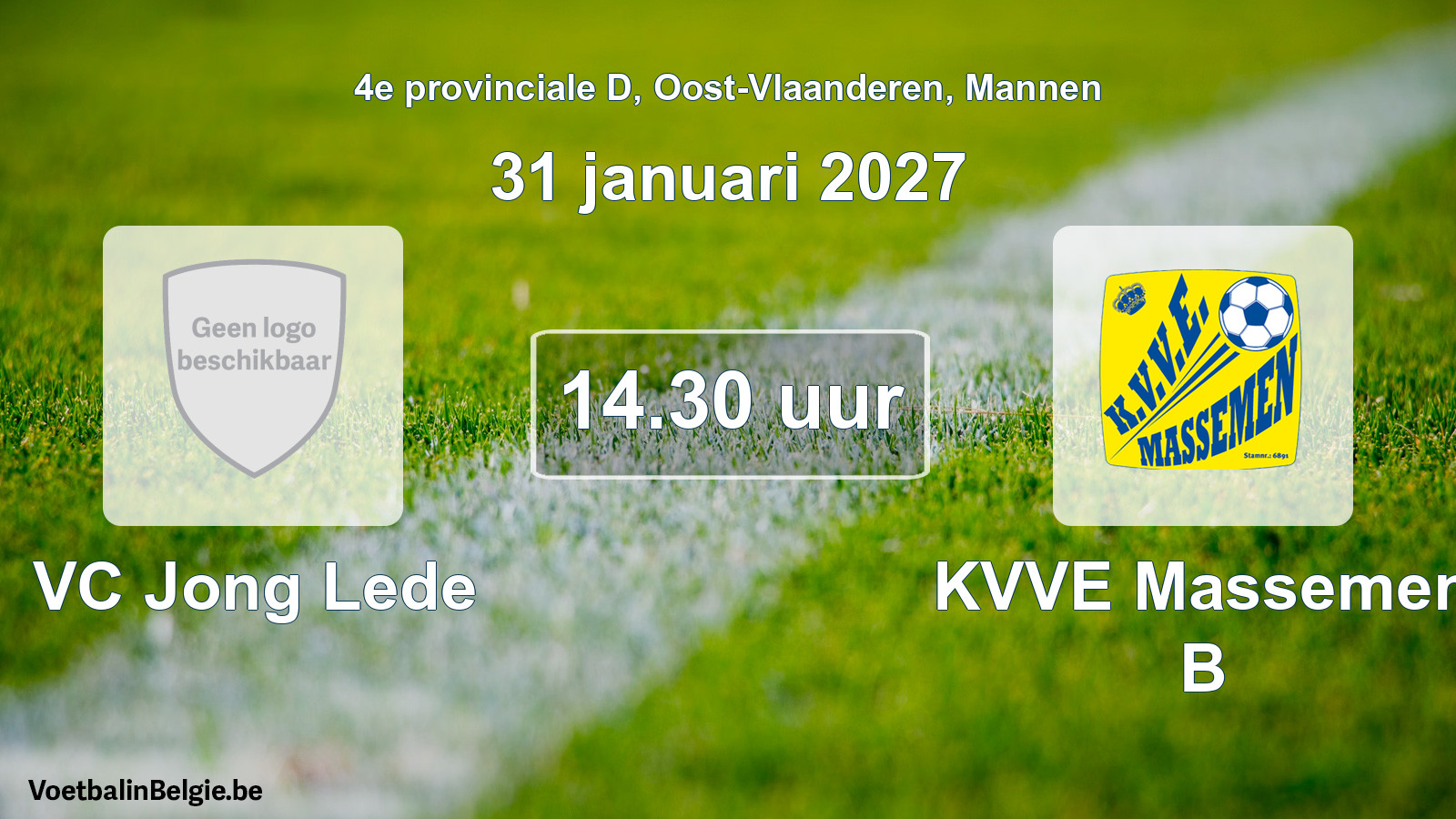 Geplande wedstrijd mannenvoetbal: VC Jong Lede - KVVE Massemen B (31 januari 2027)