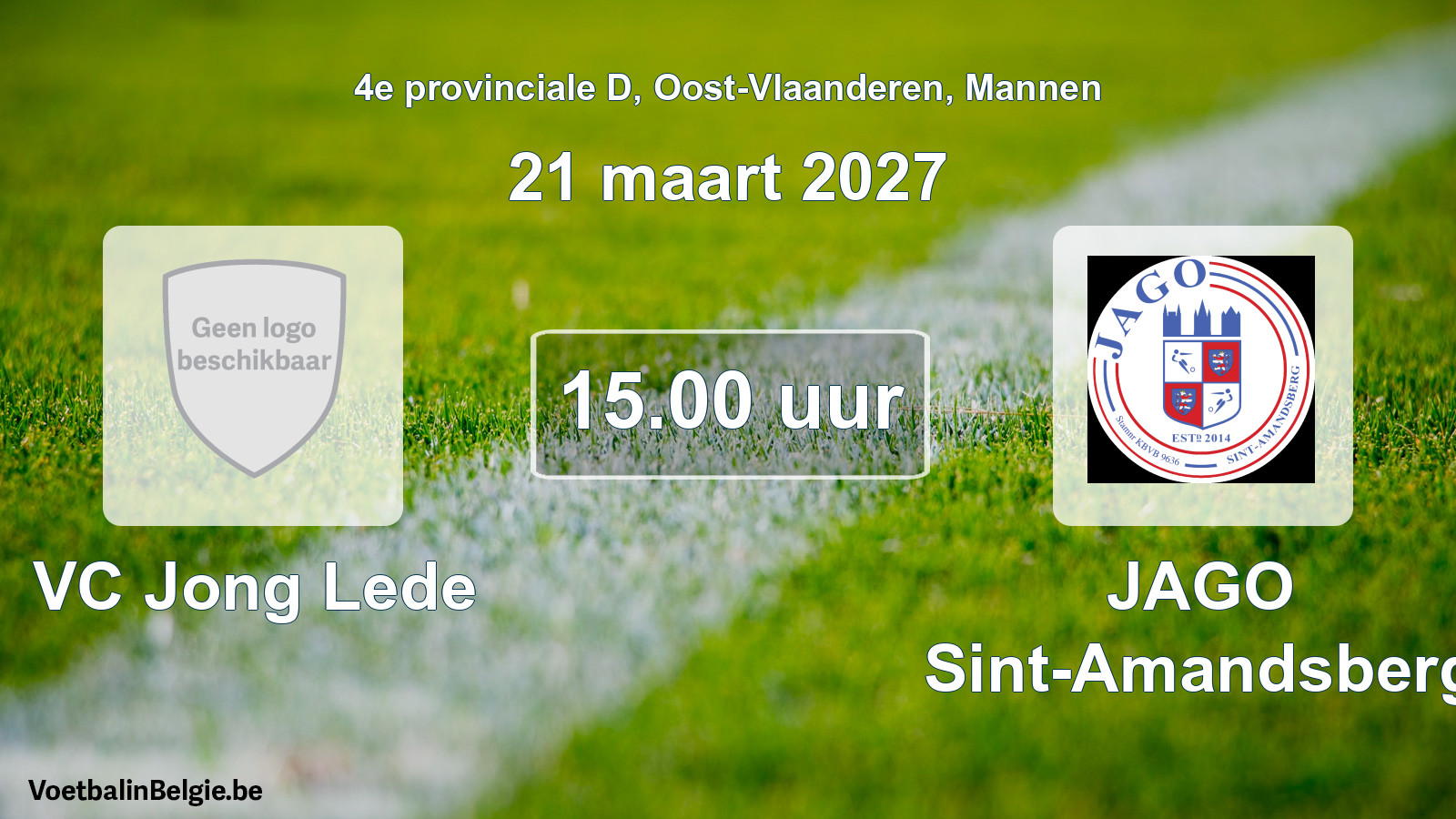 Geplande wedstrijd mannenvoetbal: VC Jong Lede - JAGO Sint-Amandsberg (21 maart 2027)
