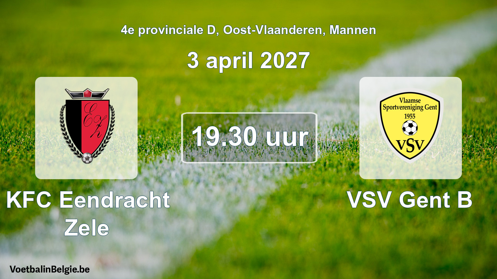 Geplande wedstrijd mannenvoetbal: KFC Eendracht Zele - VSV Gent B (3 april 2027)