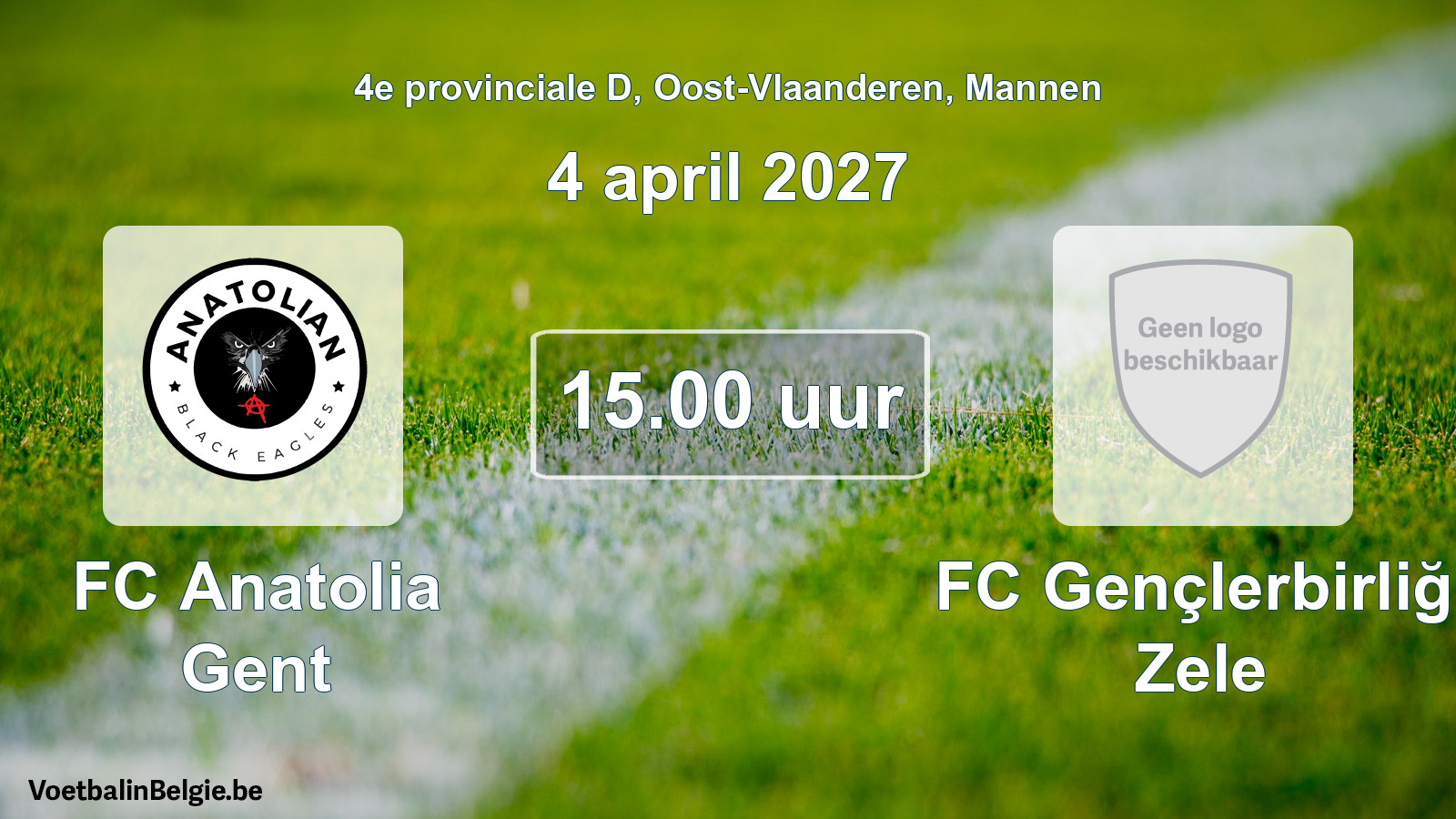 Geplande wedstrijd mannenvoetbal: FC Anatolia Gent - FC Gençlerbirliği Zele (4 april 2027)