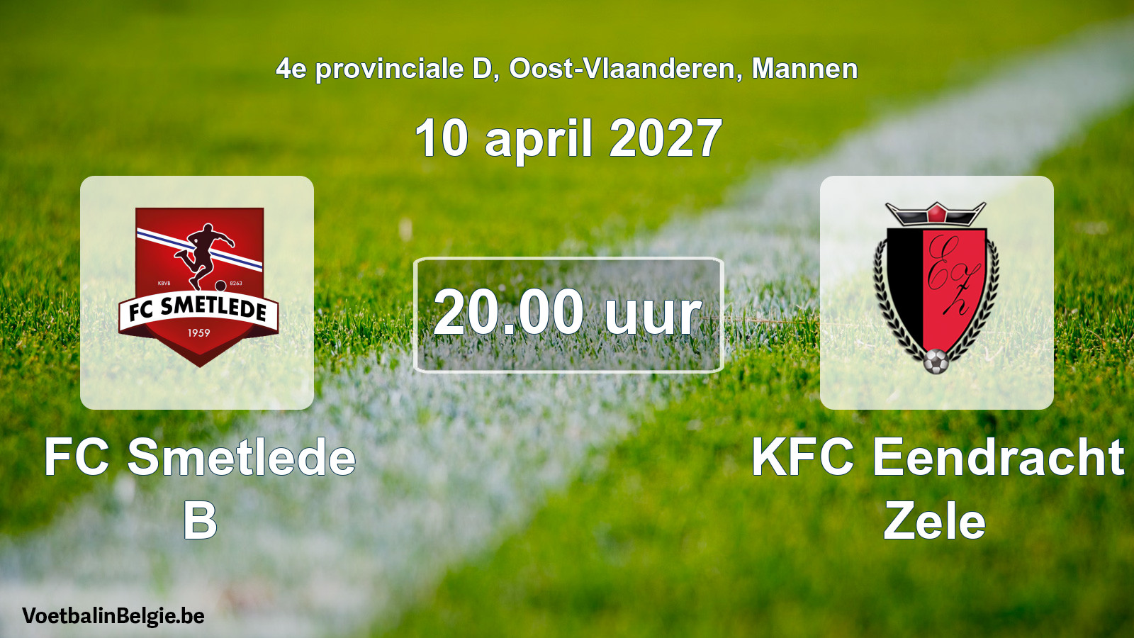 Geplande wedstrijd mannenvoetbal: FC Smetlede B - KFC Eendracht Zele (10 april 2027)