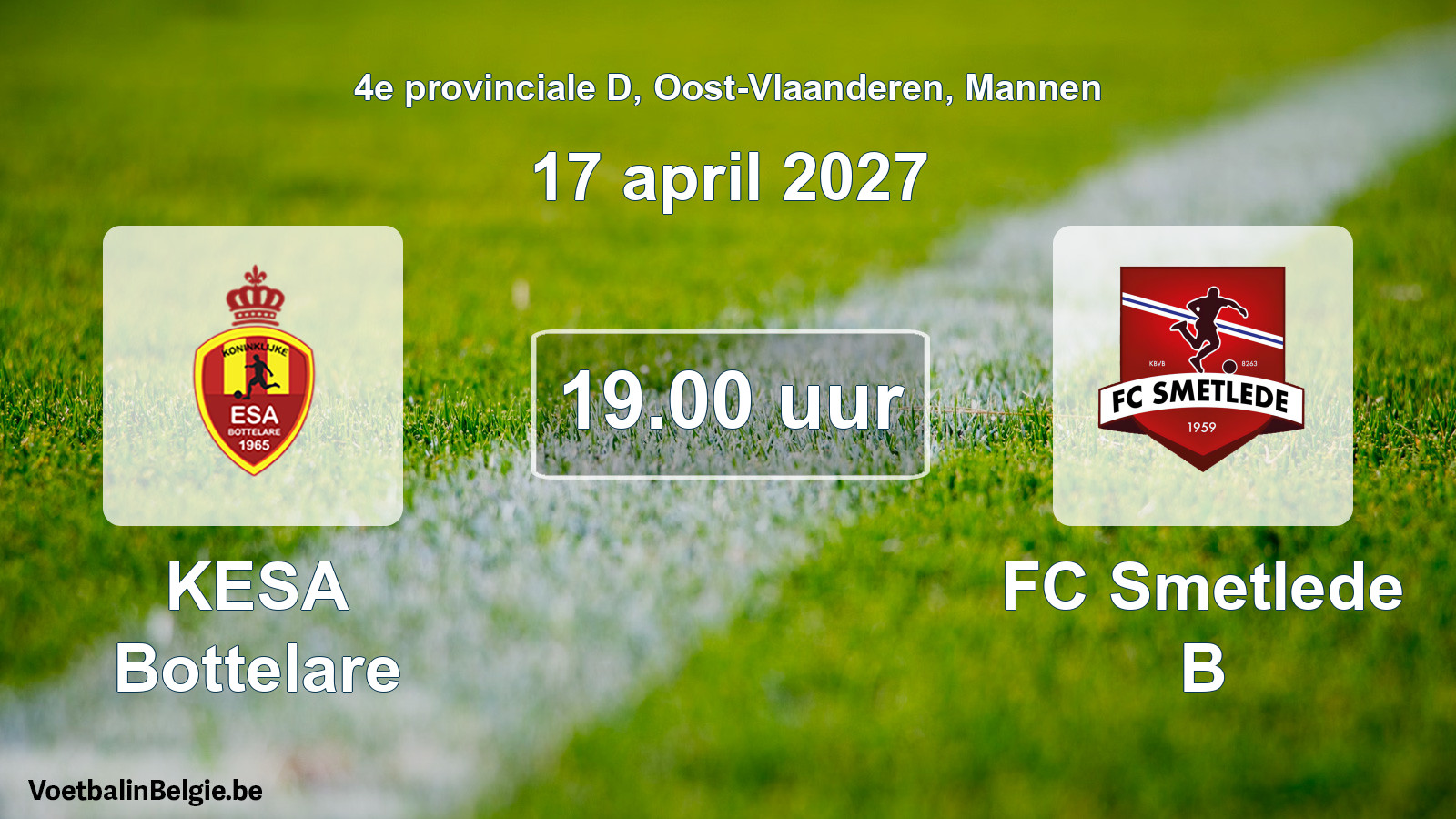 Geplande wedstrijd mannenvoetbal: KESA Bottelare - FC Smetlede B (17 april 2027)