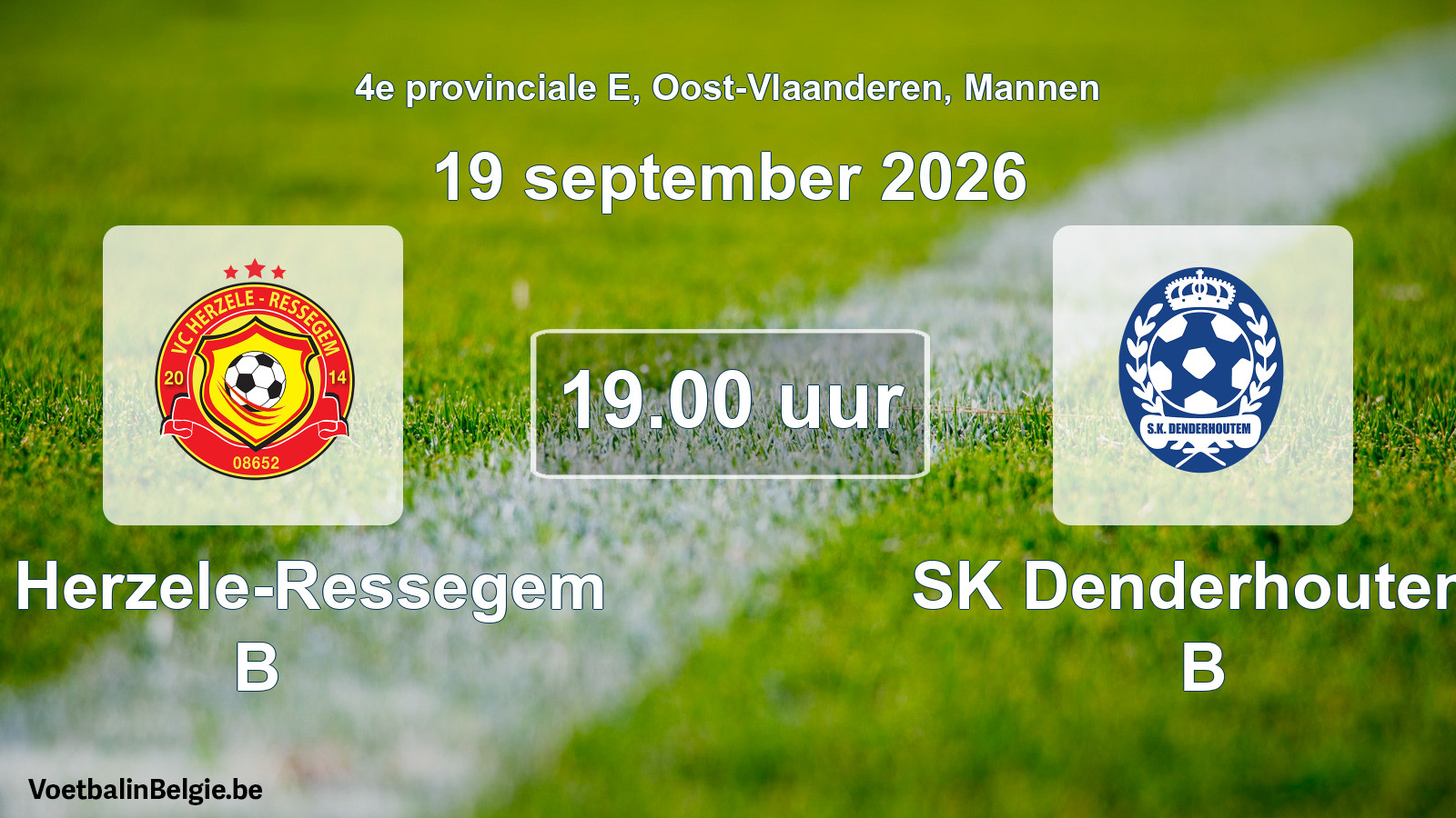 Geplande wedstrijd mannenvoetbal: VC Herzele-Ressegem B - SK Denderhoutem B (19 september 2026)
