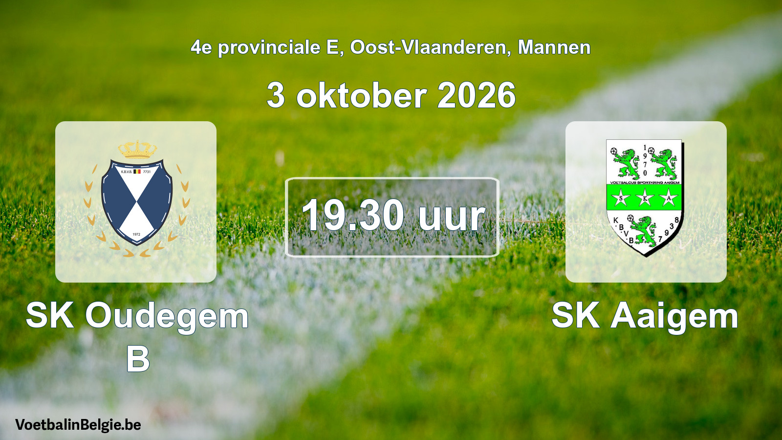 Scheduled match men football: SK Oudegem B - SK Aaigem (3 October 2026)