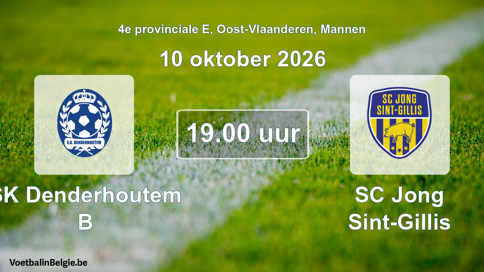 Geplande wedstrijd mannenvoetbal: SK Denderhoutem B - SC Jong Sint-Gillis (10 oktober 2026)