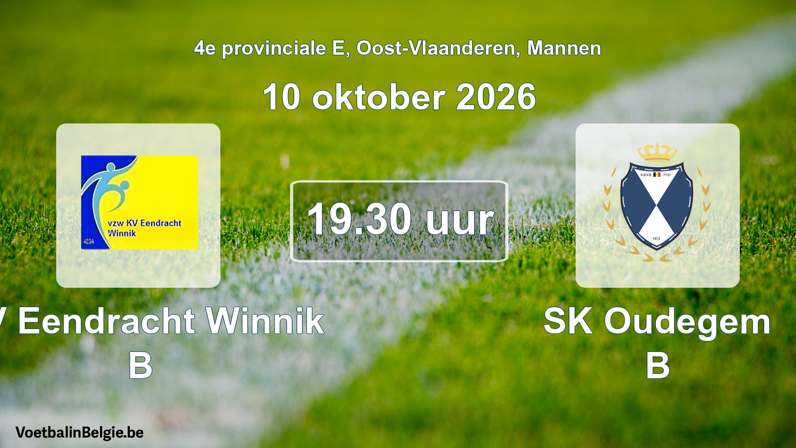 Geplande wedstrijd mannenvoetbal: KV Eendracht Winnik B - SK Oudegem B (10 oktober 2026)