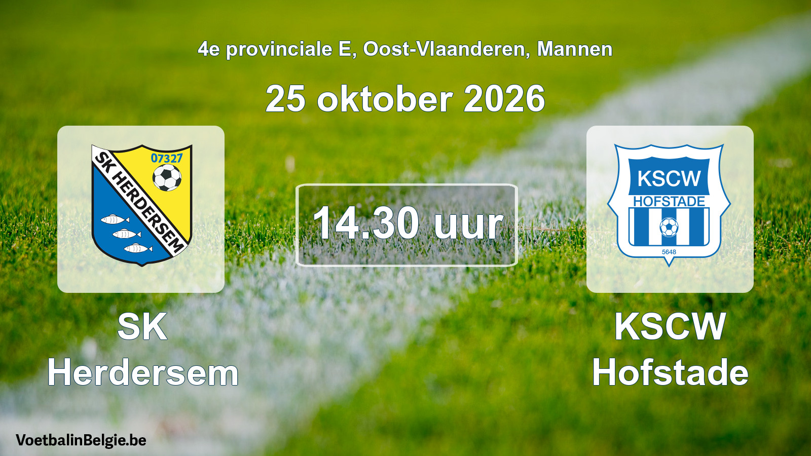 Match prévu football hommes: SK Herdersem - KSCW Hofstade (25 octobre 2026)
