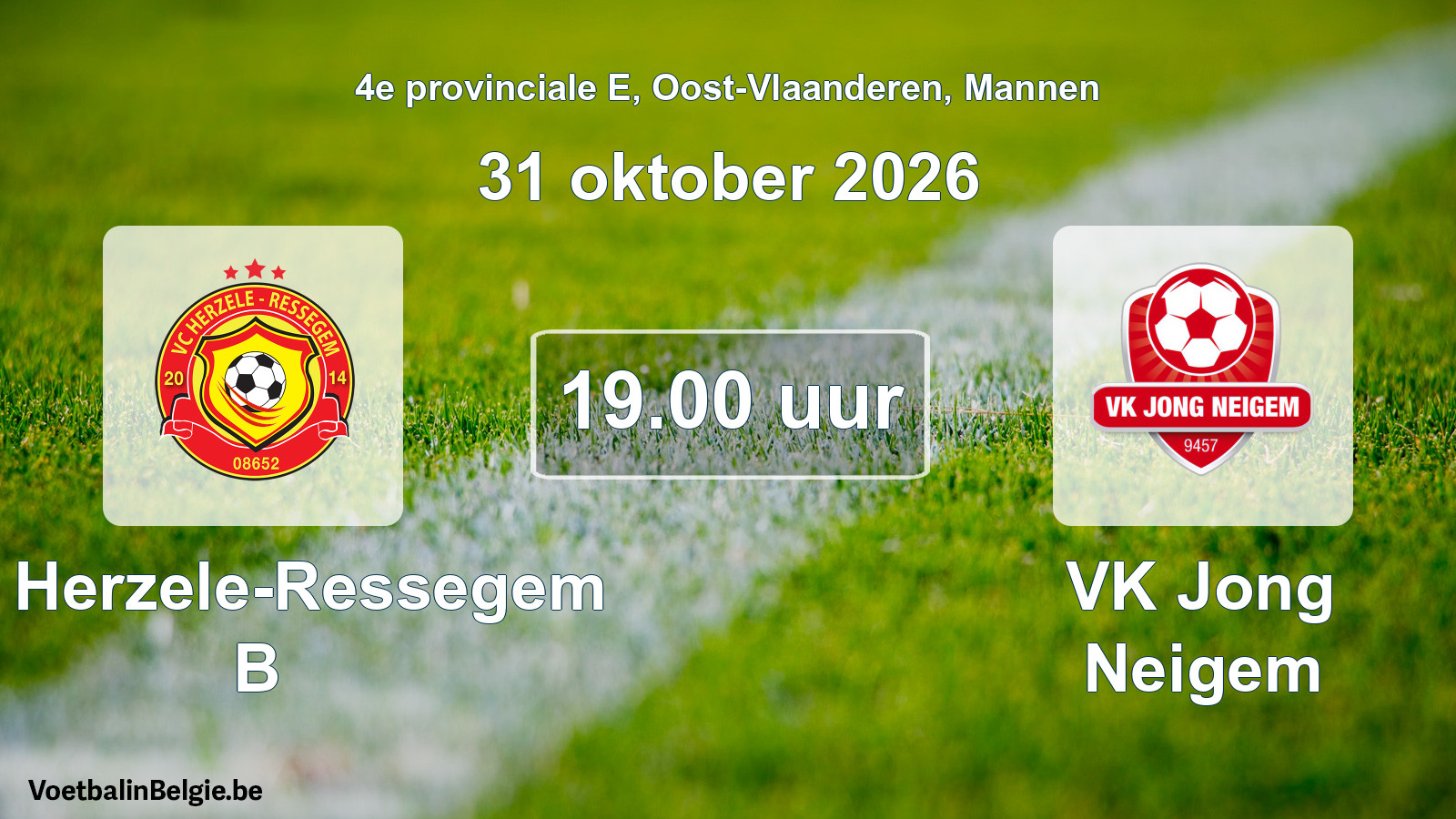 Match prévu football hommes: VC Herzele-Ressegem B - VK Jong Neigem (31 octobre 2026)