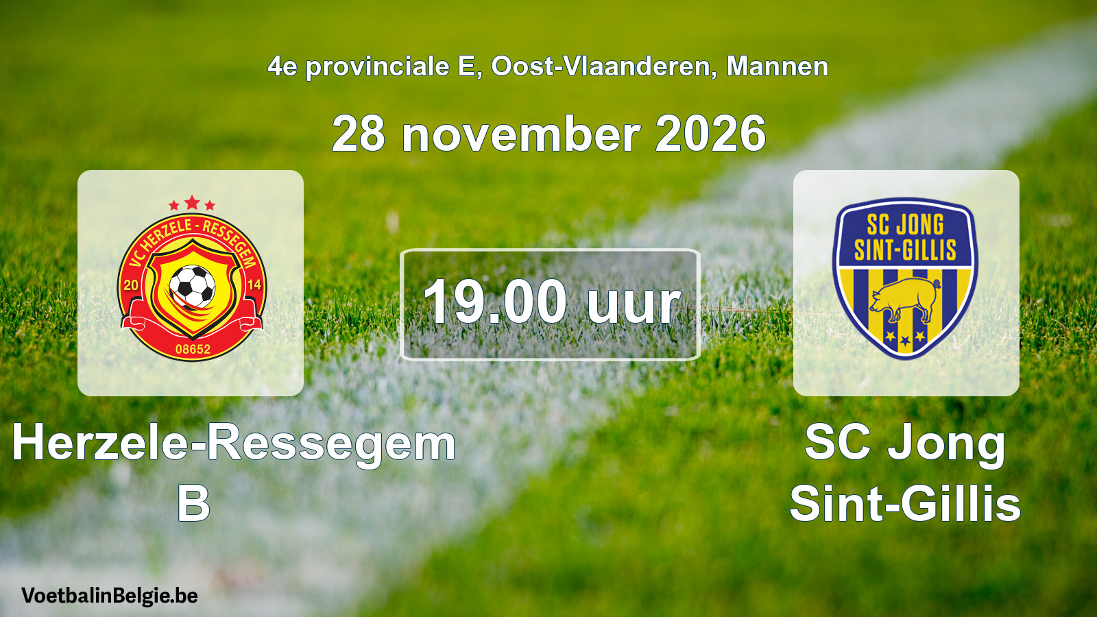 Geplande wedstrijd mannenvoetbal: VC Herzele-Ressegem B - SC Jong Sint-Gillis (28 november 2026)