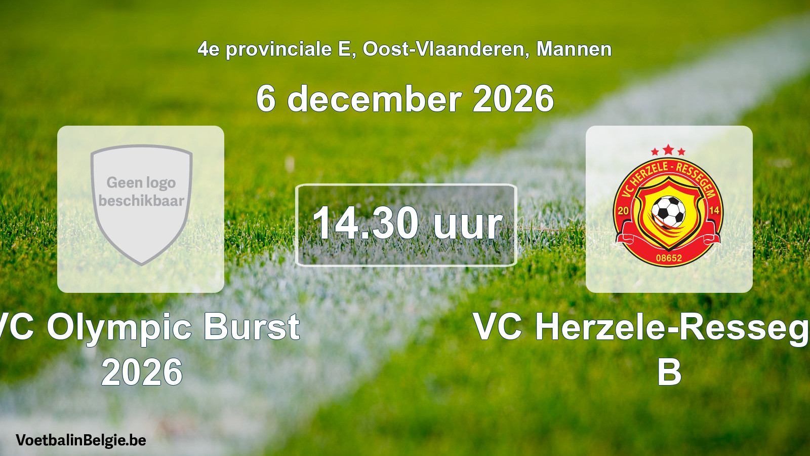 Geplande wedstrijd mannenvoetbal: VC Olympic Burst 2026 - VC Herzele-Ressegem B (6 december 2026)