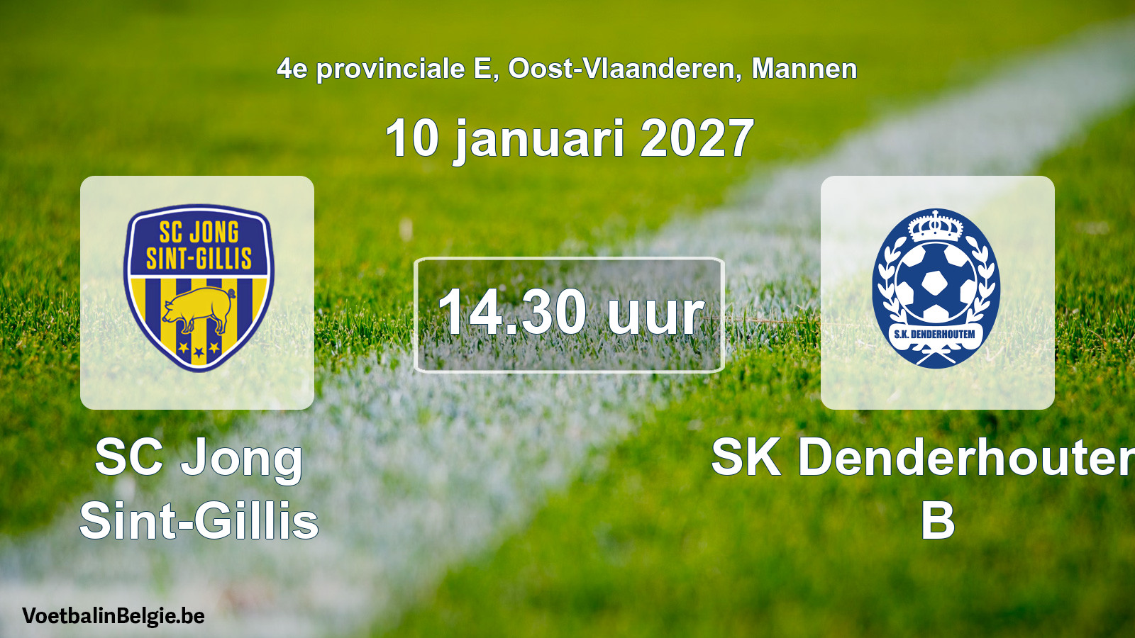 Geplande wedstrijd mannenvoetbal: SC Jong Sint-Gillis - SK Denderhoutem B (10 januari 2027)