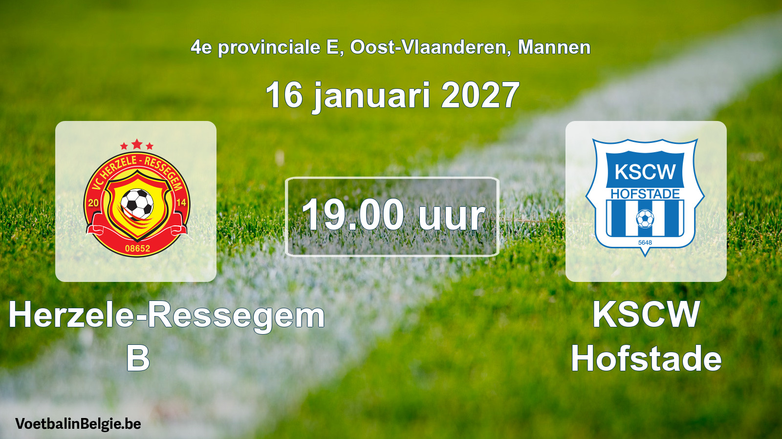 Geplande wedstrijd mannenvoetbal: VC Herzele-Ressegem B - KSCW Hofstade (16 januari 2027)