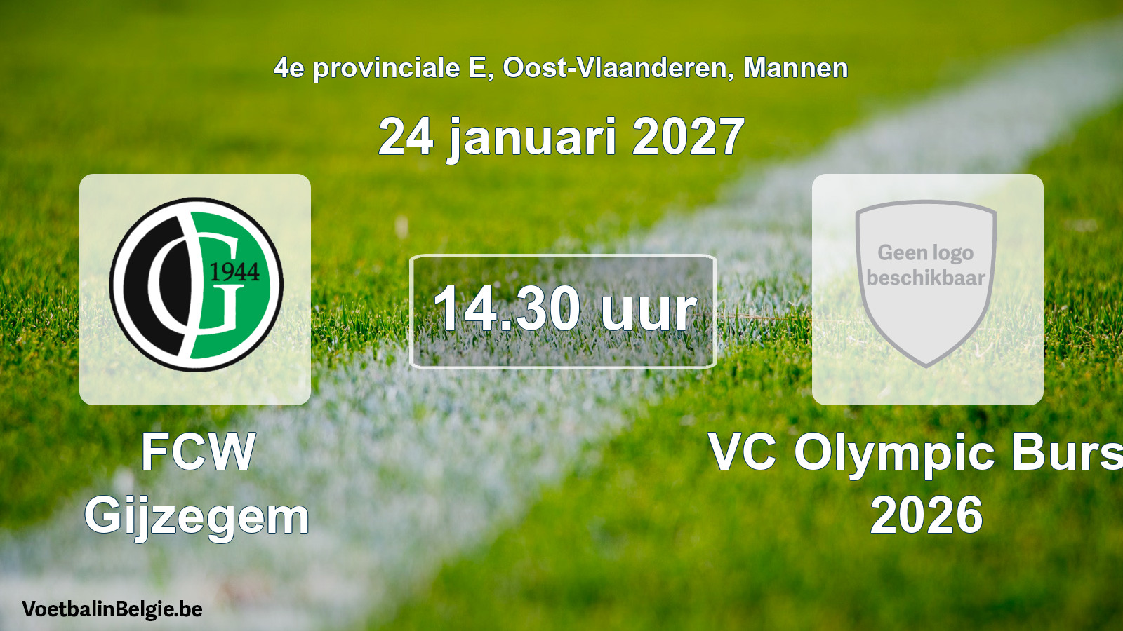 Geplantes Spiel männer-Fußball: FCW Gijzegem - VC Olympic Burst 2026 (24 Januar 2027)