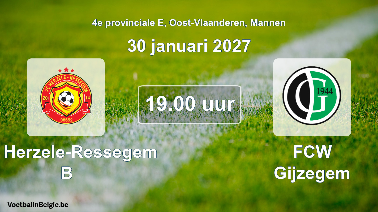 Geplande wedstrijd mannenvoetbal: VC Herzele-Ressegem B - FCW Gijzegem (30 januari 2027)