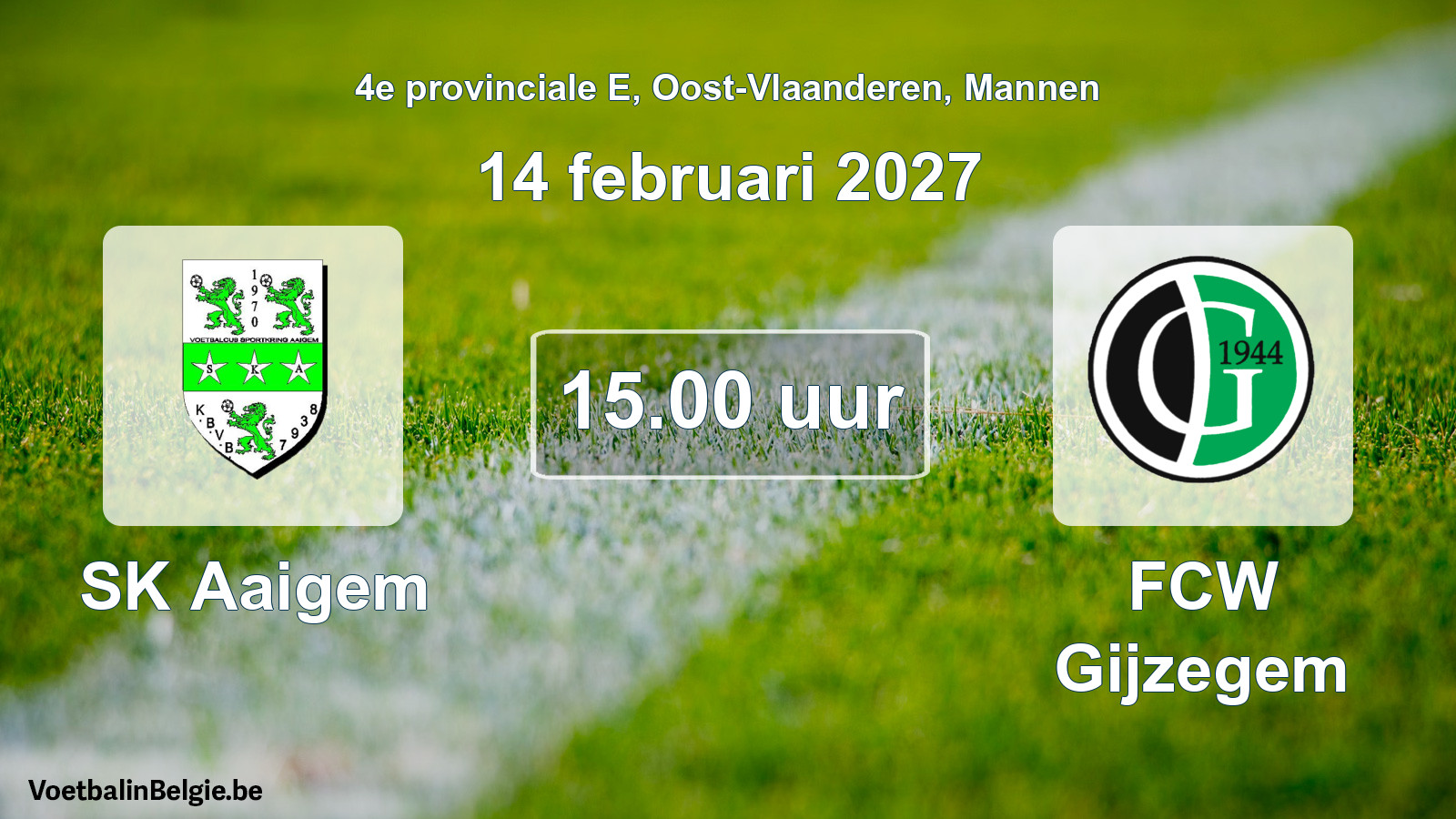Geplande wedstrijd mannenvoetbal: SK Aaigem - FCW Gijzegem (14 februari 2027)