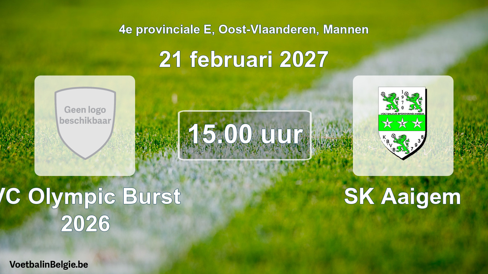 Geplande wedstrijd mannenvoetbal: VC Olympic Burst 2026 - SK Aaigem (21 februari 2027)