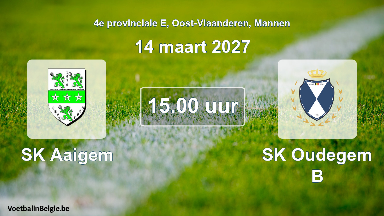 Geplande wedstrijd mannenvoetbal: SK Aaigem - SK Oudegem B (14 maart 2027)