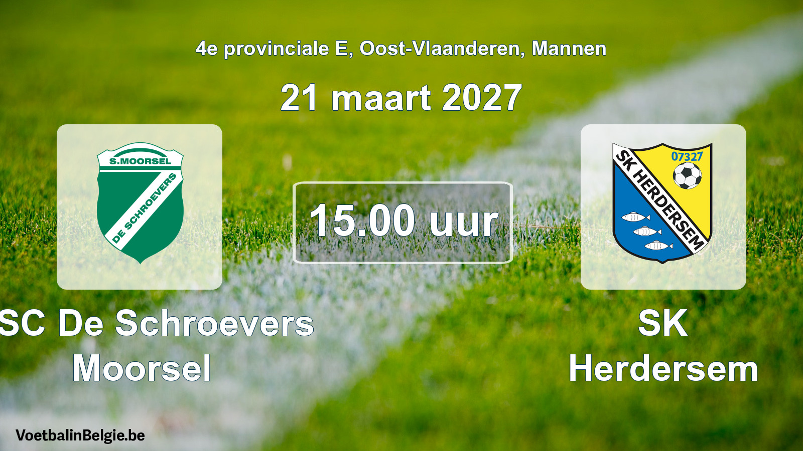 Geplande wedstrijd mannenvoetbal: KSC De Schroevers Moorsel - SK Herdersem (21 maart 2027)