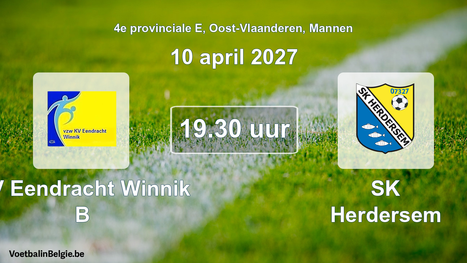 Match prévu football hommes: KV Eendracht Winnik B - SK Herdersem (10 avril 2027)