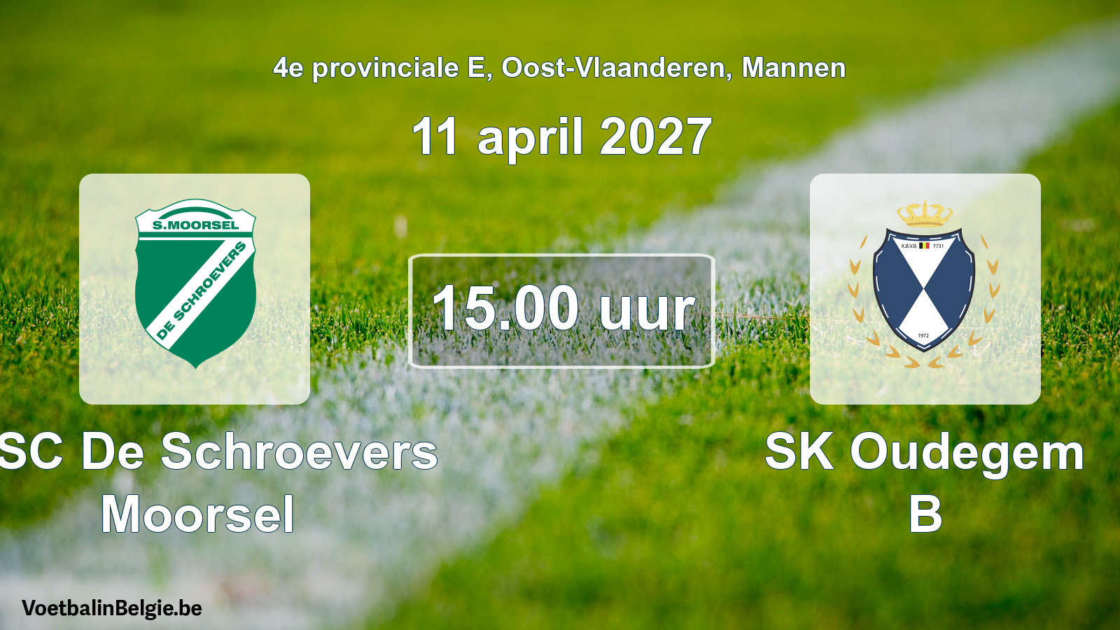 Geplande wedstrijd mannenvoetbal: KSC De Schroevers Moorsel - SK Oudegem B (11 april 2027)