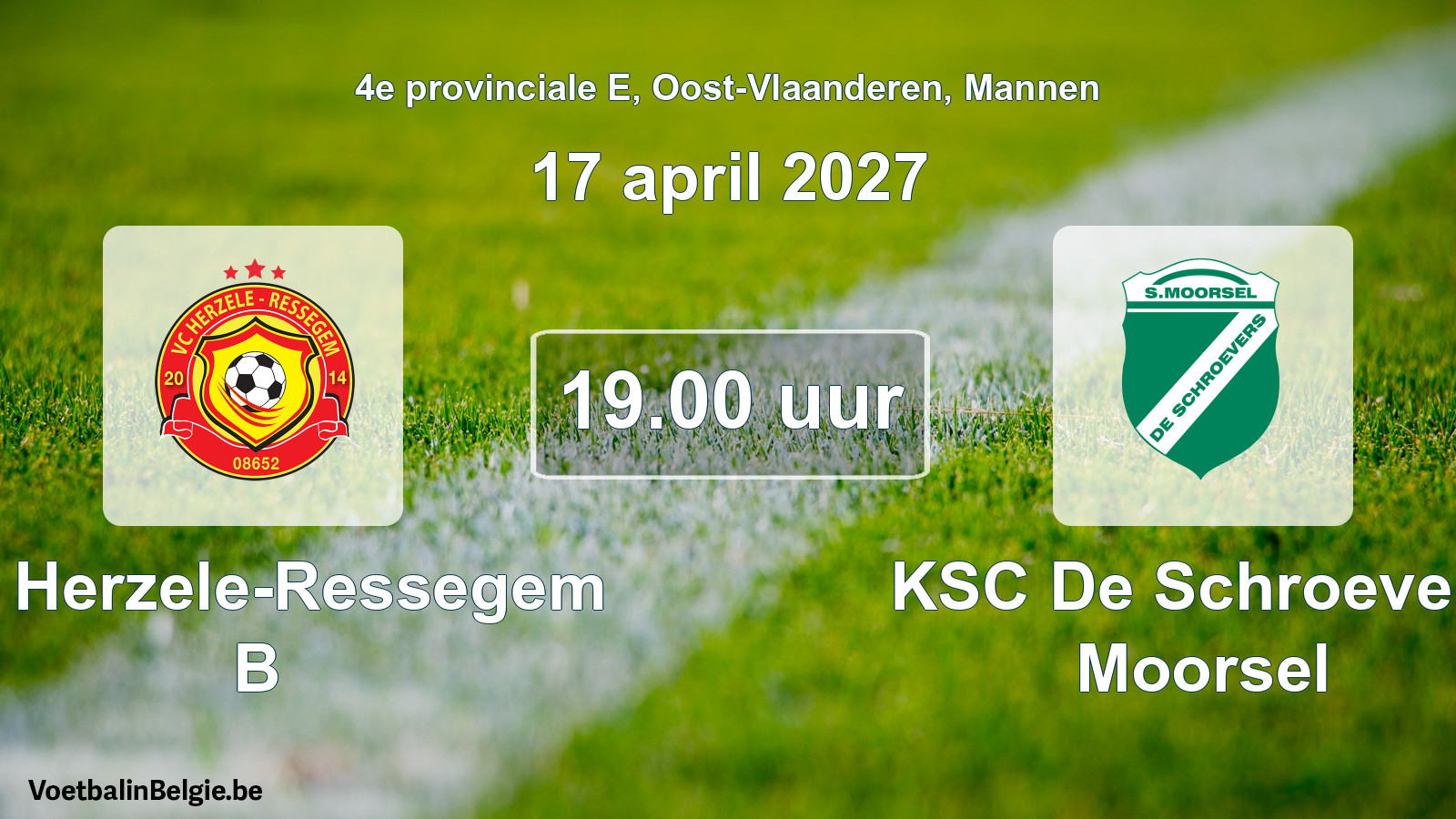 Geplande wedstrijd mannenvoetbal: VC Herzele-Ressegem B - KSC De Schroevers Moorsel (17 april 2027)