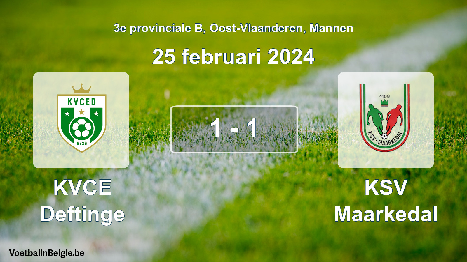 Gespeelde wedstrijd mannenvoetbal: KVCE Deftinge - KSV Maarkedal 1 - 1 (25 februari 2024)