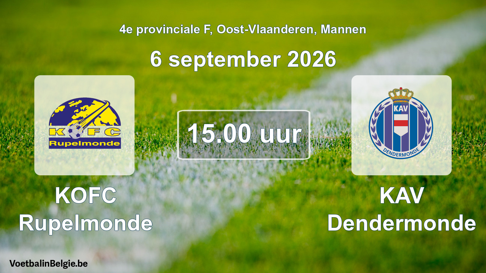 Geplande wedstrijd mannenvoetbal: KOFC Rupelmonde - KAV Dendermonde (6 september 2026)