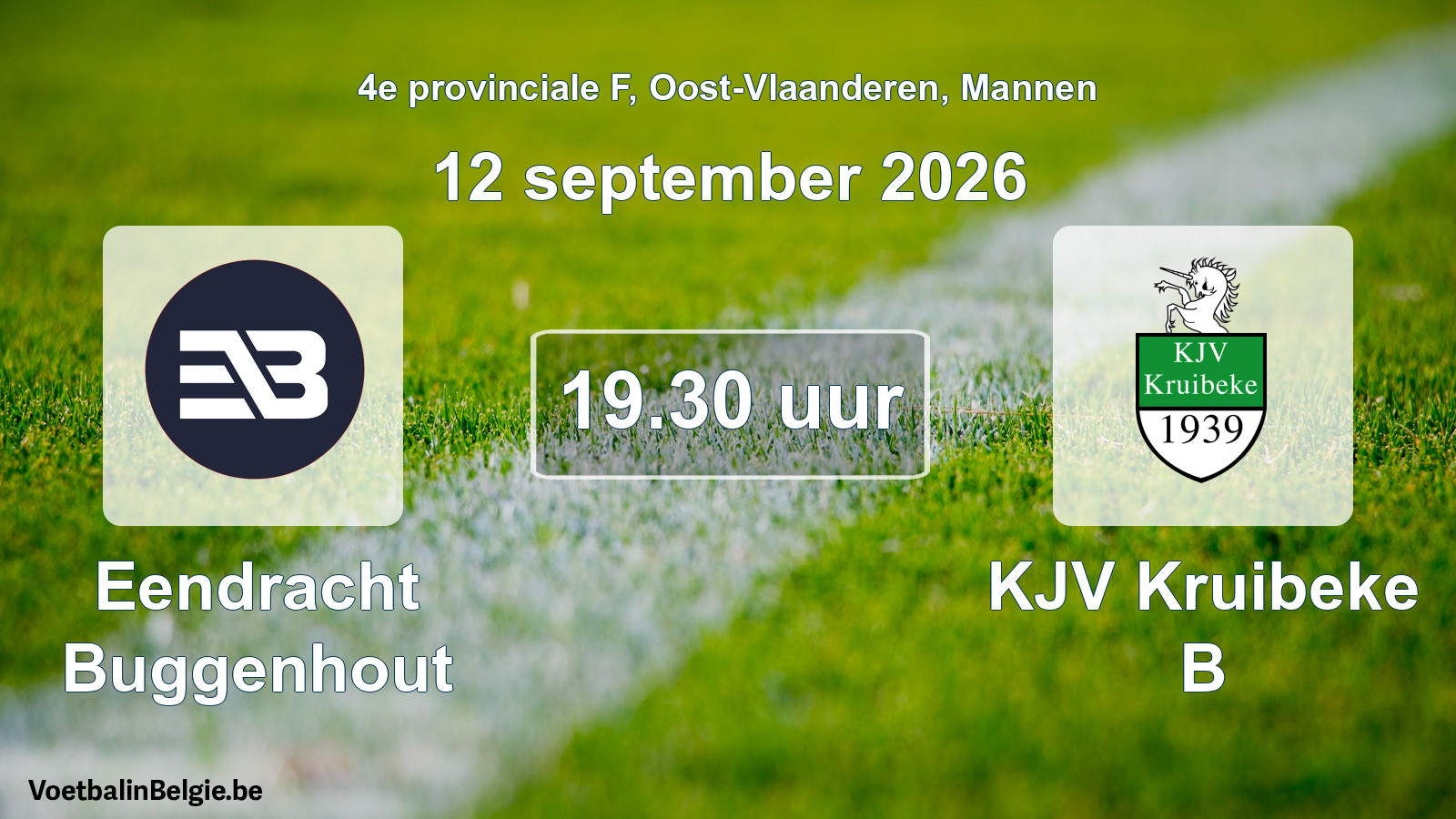 Geplande wedstrijd mannenvoetbal: Eendracht Buggenhout - KJV Kruibeke B (12 september 2026)