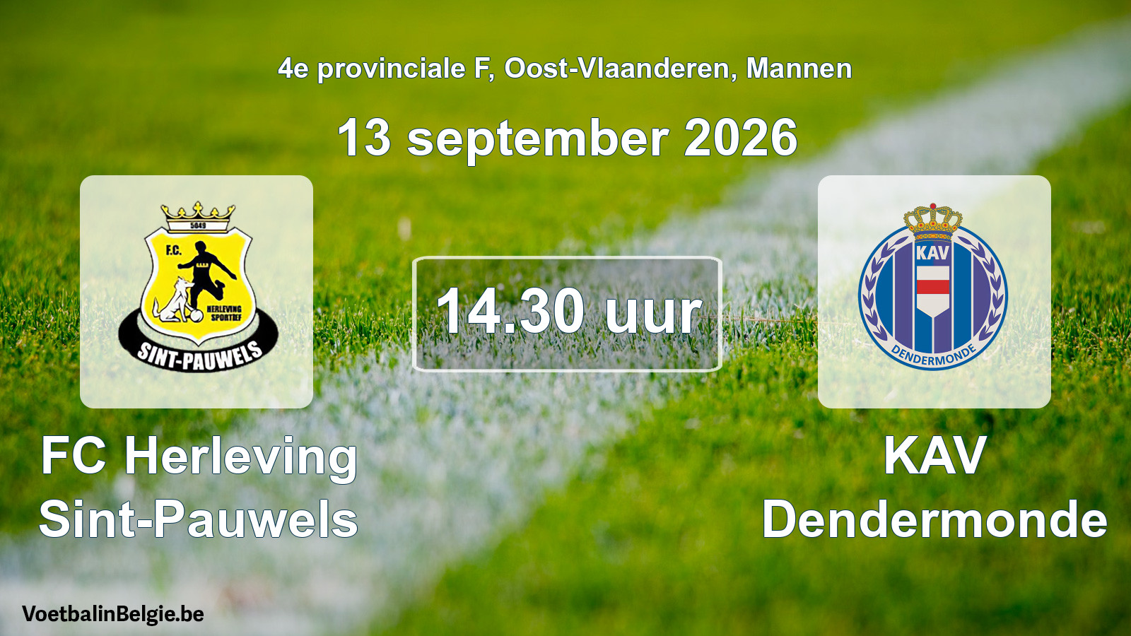 Geplande wedstrijd mannenvoetbal: FC Herleving Sint-Pauwels - KAV Dendermonde (13 september 2026)