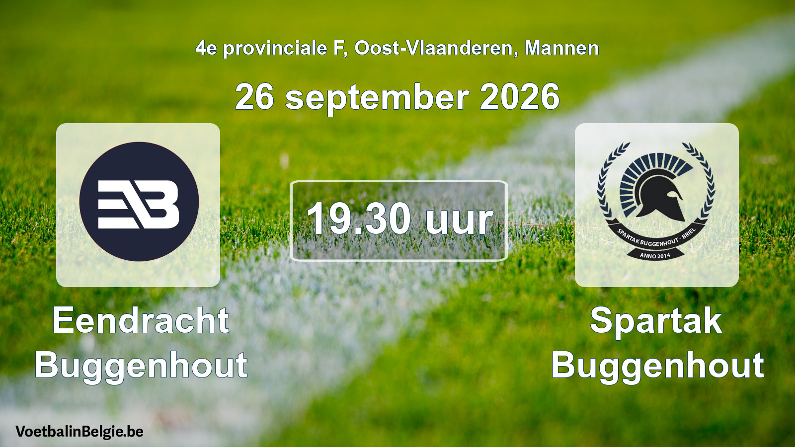 Geplande wedstrijd mannenvoetbal: Eendracht Buggenhout - Spartak Buggenhout (26 september 2026)