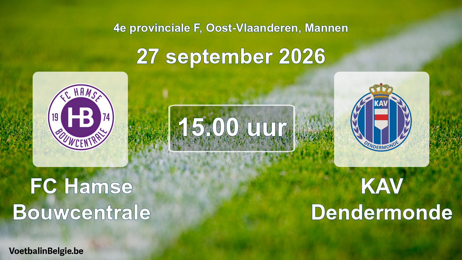 Geplande wedstrijd mannenvoetbal: FC Hamse Bouwcentrale - KAV Dendermonde (27 september 2026)