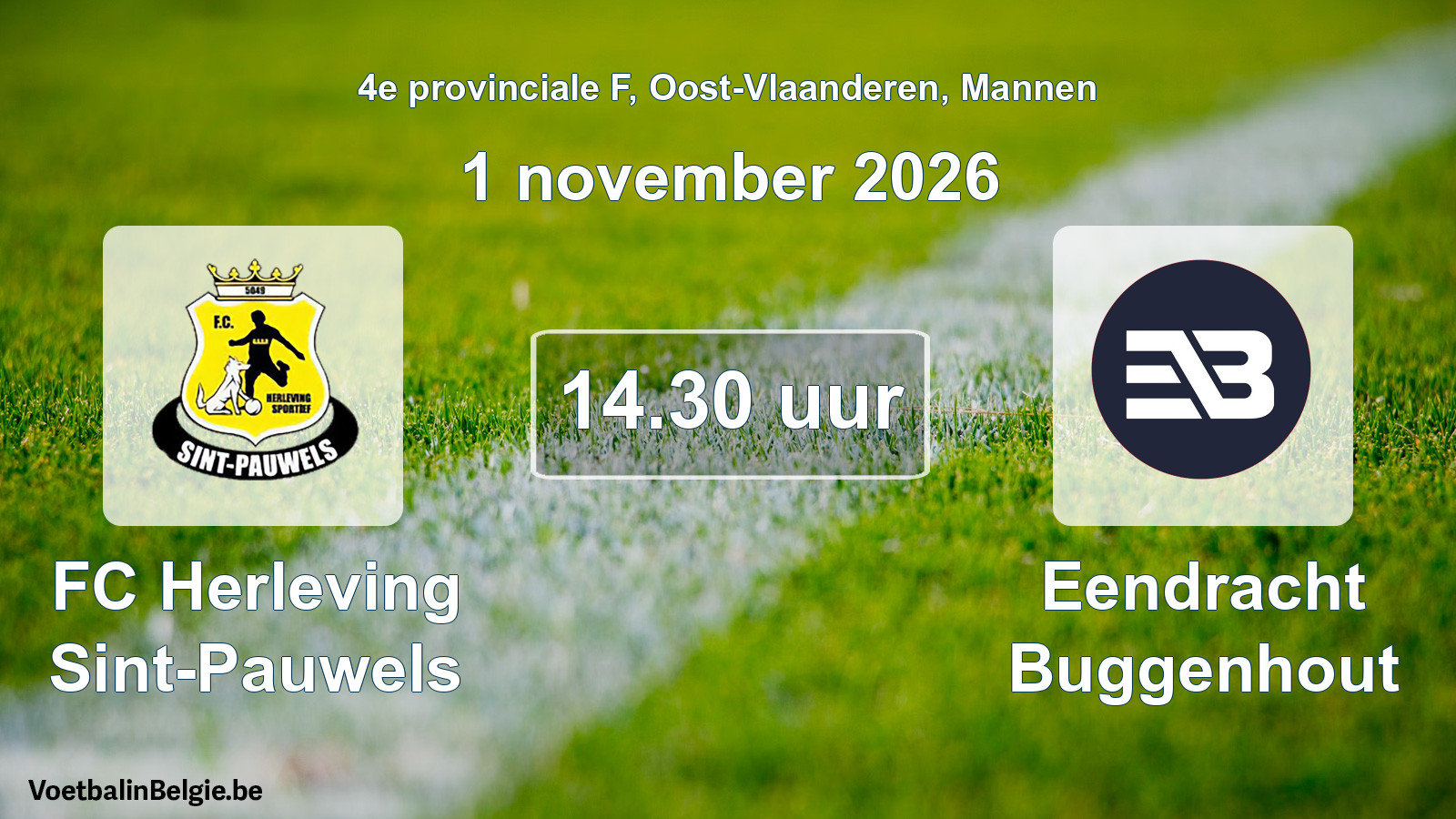Geplande wedstrijd mannenvoetbal: FC Herleving Sint-Pauwels - Eendracht Buggenhout (1 november 2026)