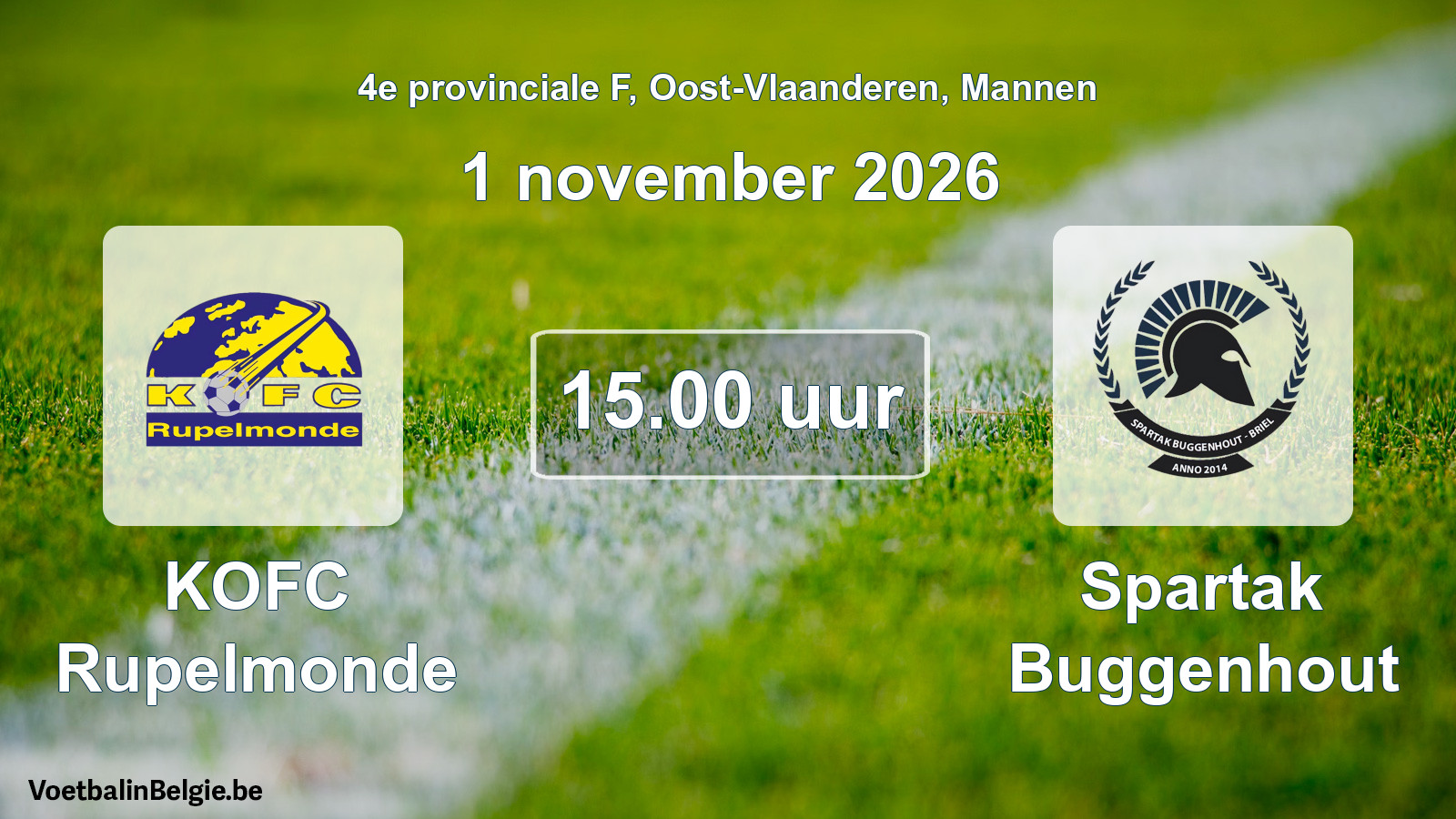 Geplande wedstrijd mannenvoetbal: KOFC Rupelmonde - Spartak Buggenhout (1 november 2026)