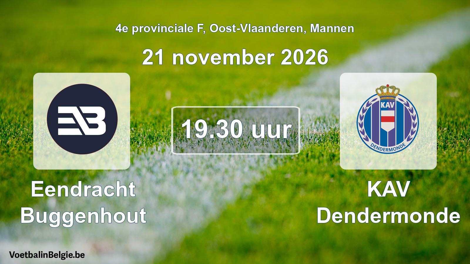 Geplande wedstrijd mannenvoetbal: Eendracht Buggenhout - KAV Dendermonde (21 november 2026)