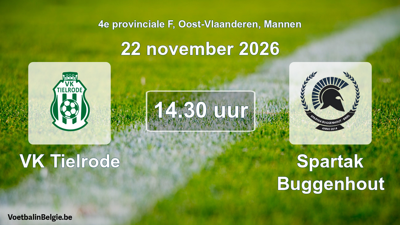 Geplande wedstrijd mannenvoetbal: VK Tielrode - Spartak Buggenhout (22 november 2026)
