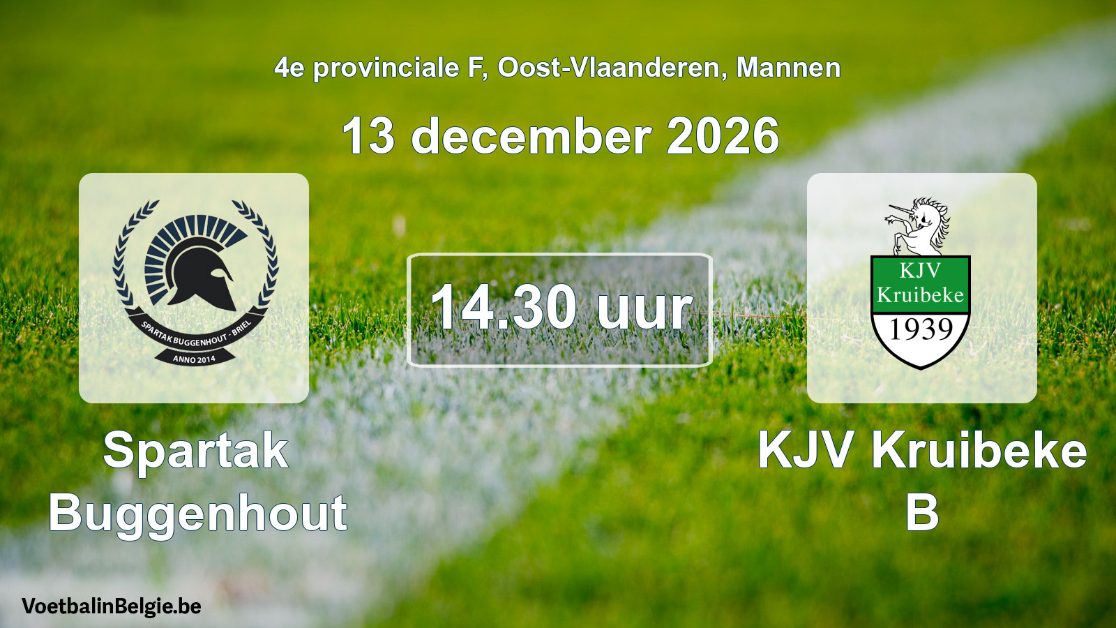 Geplande wedstrijd mannenvoetbal: Spartak Buggenhout - KJV Kruibeke B (13 december 2026)