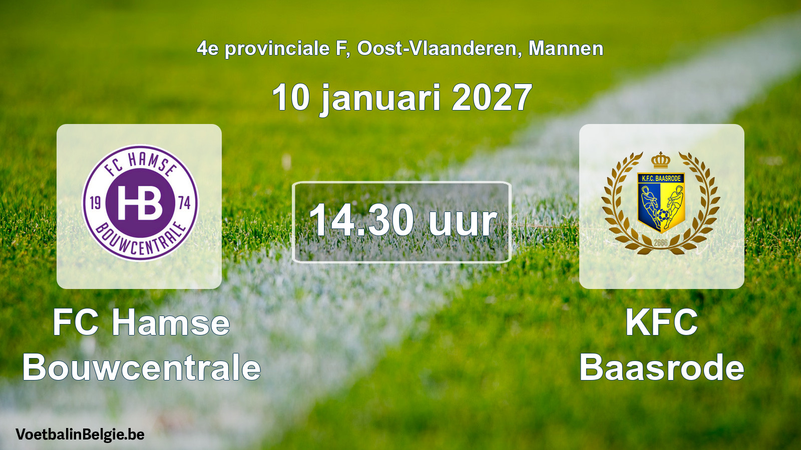 Geplande wedstrijd mannenvoetbal: FC Hamse Bouwcentrale - KFC Baasrode (10 januari 2027)