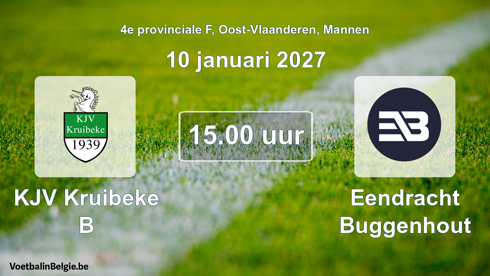 Geplande wedstrijd mannenvoetbal: KJV Kruibeke B - Eendracht Buggenhout (10 januari 2027)