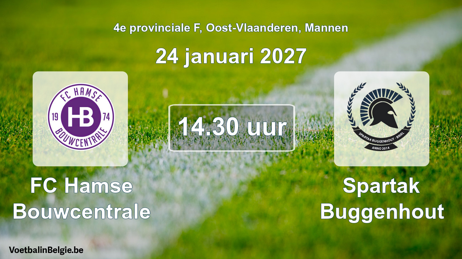 Geplande wedstrijd mannenvoetbal: FC Hamse Bouwcentrale - Spartak Buggenhout (24 januari 2027)