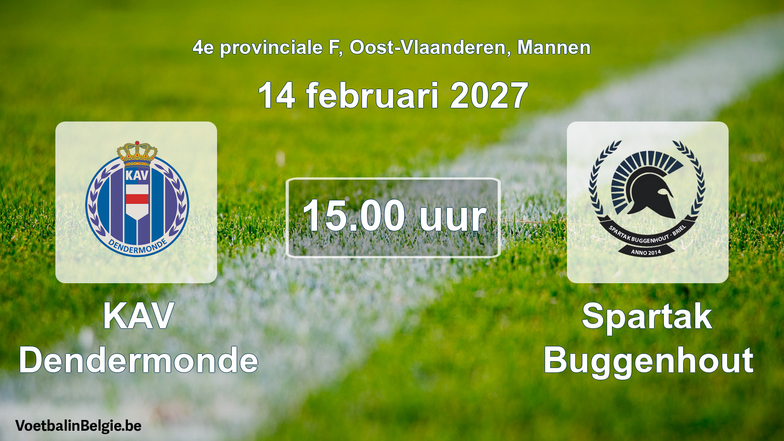 Geplantes Spiel männer-Fußball: KAV Dendermonde - Spartak Buggenhout (14 Februar 2027)