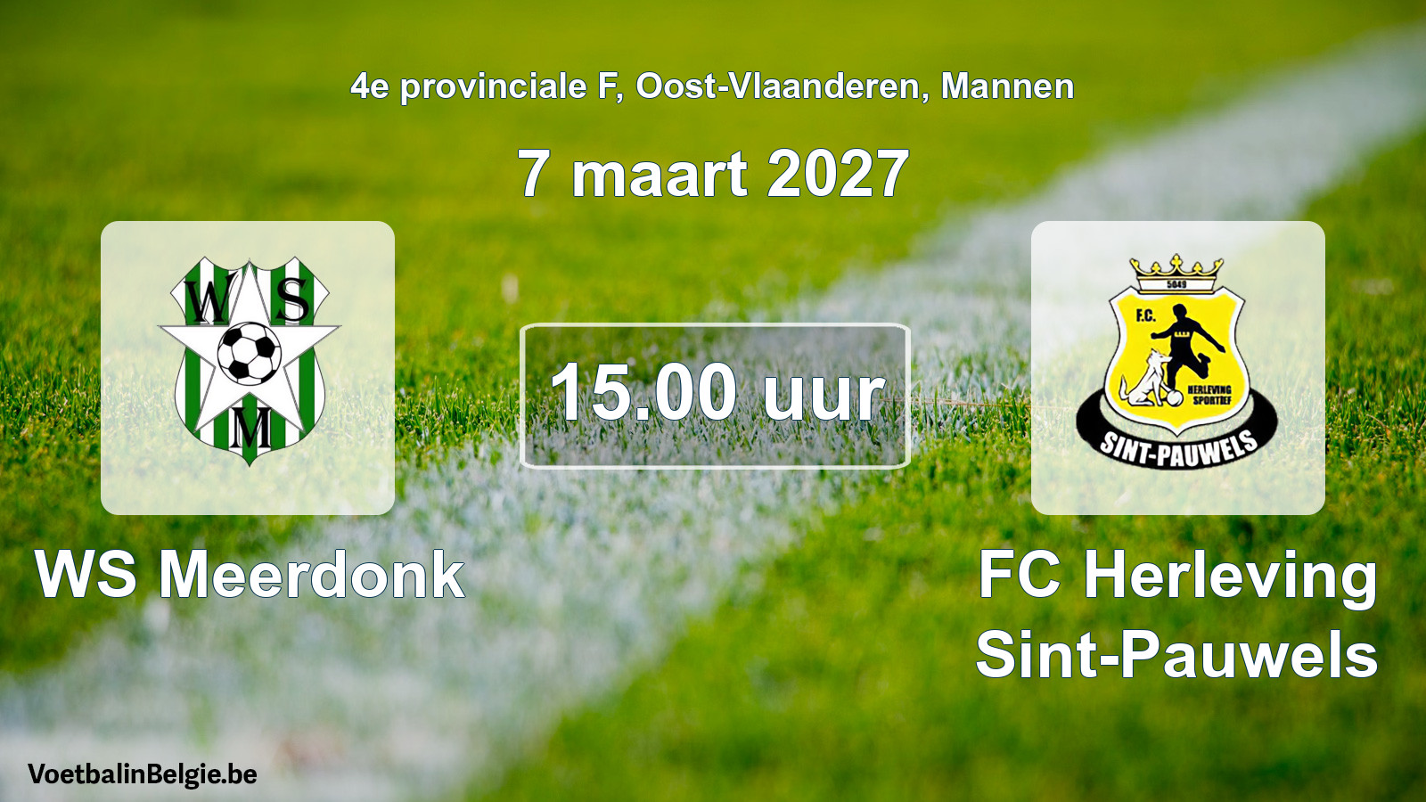 Geplande wedstrijd mannenvoetbal: WS Meerdonk - FC Herleving Sint-Pauwels (7 maart 2027)