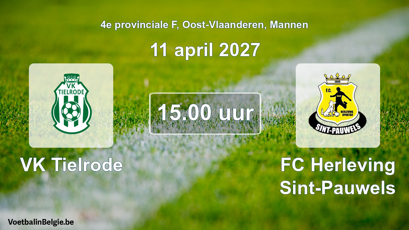 Geplande wedstrijd mannenvoetbal: VK Tielrode - FC Herleving Sint-Pauwels (11 april 2027)