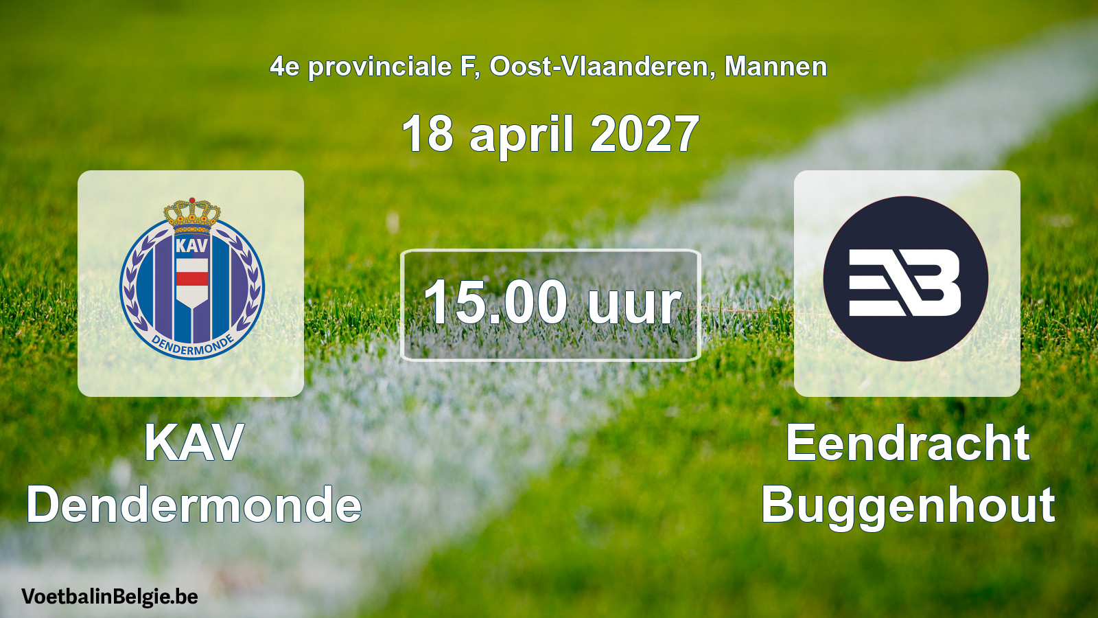 Geplande wedstrijd mannenvoetbal: KAV Dendermonde - Eendracht Buggenhout (18 april 2027)