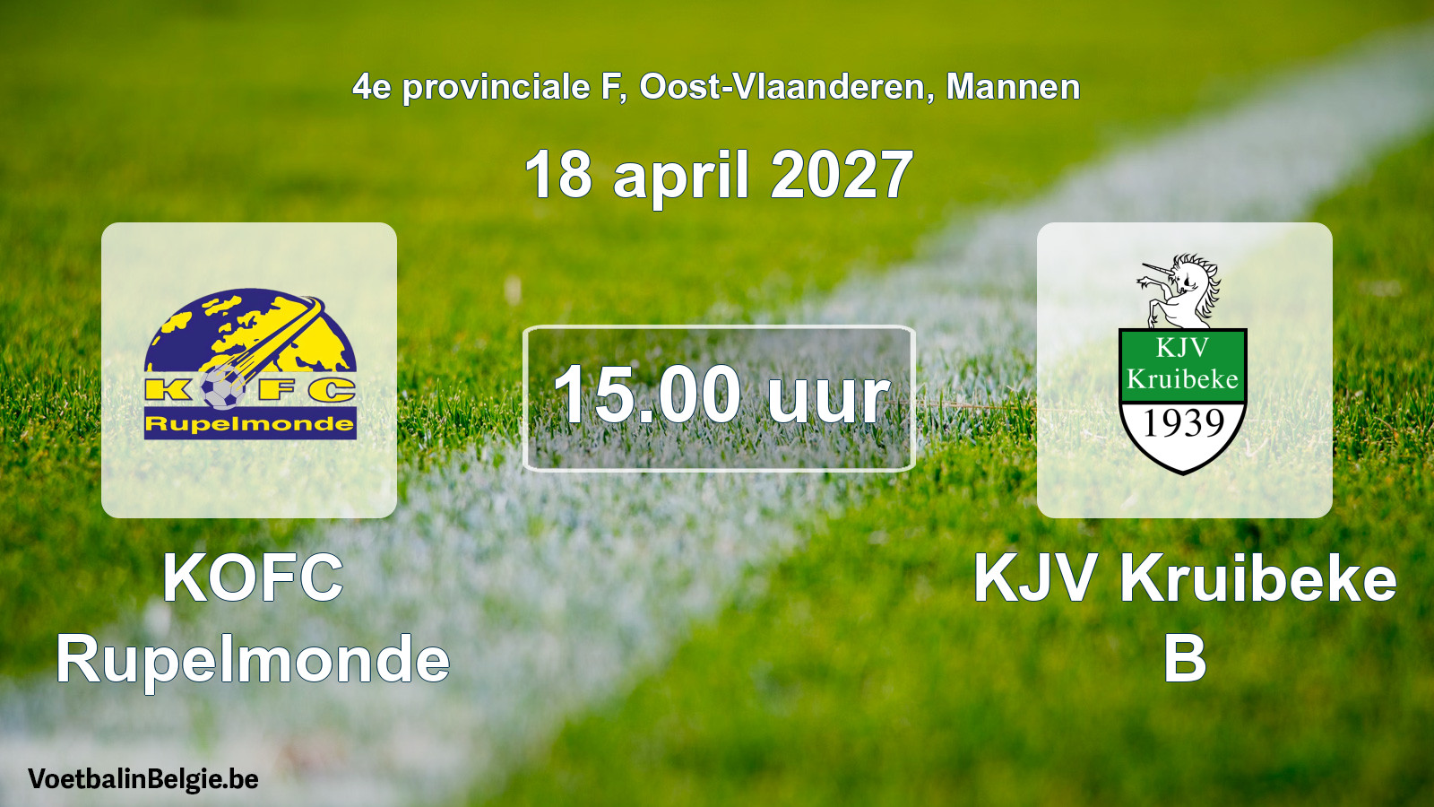 Geplande wedstrijd mannenvoetbal: KOFC Rupelmonde - KJV Kruibeke B (18 april 2027)