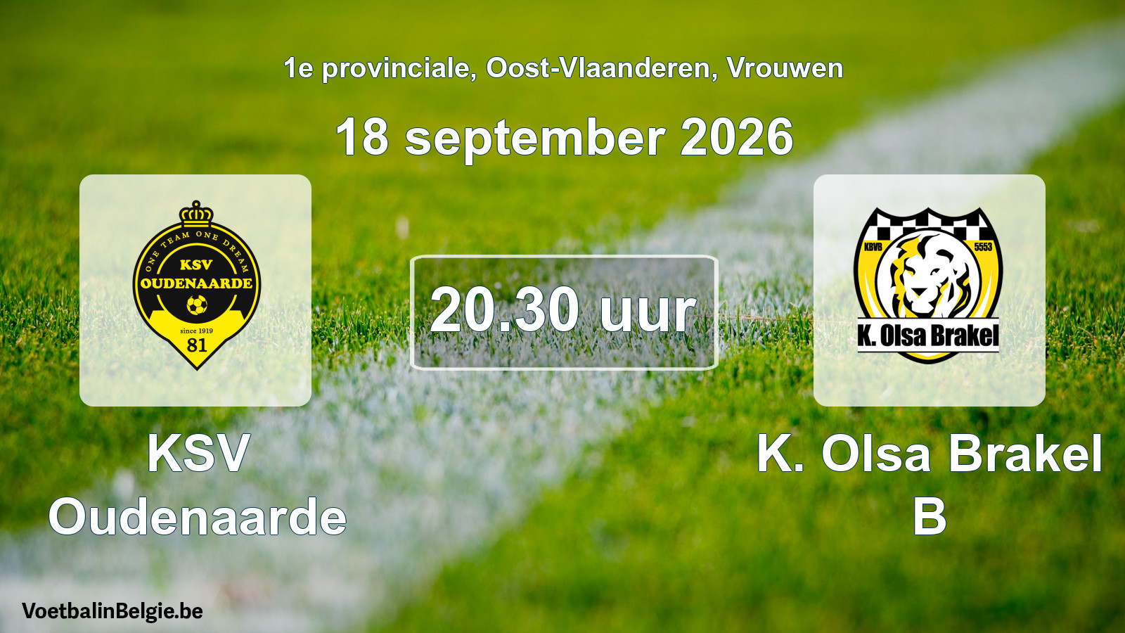 Geplande wedstrijd vrouwenvoetbal: KSV Oudenaarde - K. Olsa Brakel B (18 september 2026)