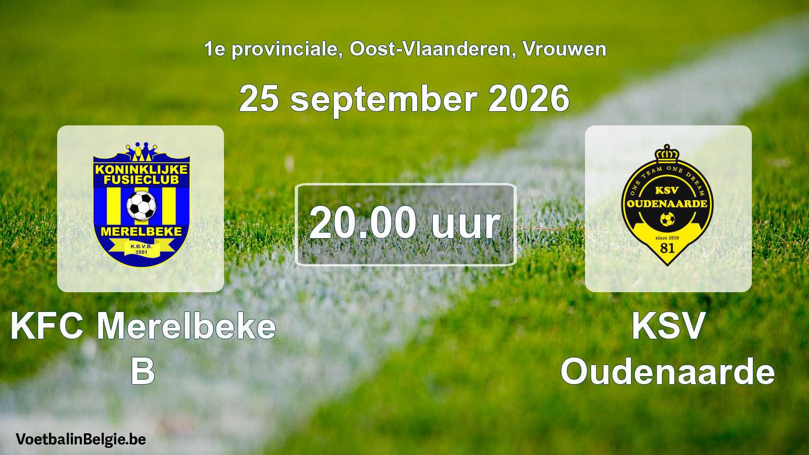 Geplande wedstrijd vrouwenvoetbal: KFC Merelbeke B - KSV Oudenaarde (25 september 2026)
