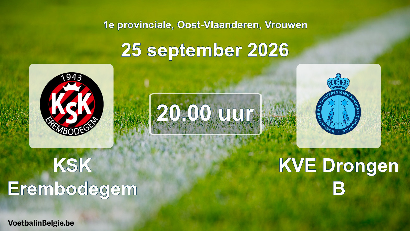 Geplande wedstrijd vrouwenvoetbal: KSK Erembodegem - KVE Drongen B (25 september 2026)