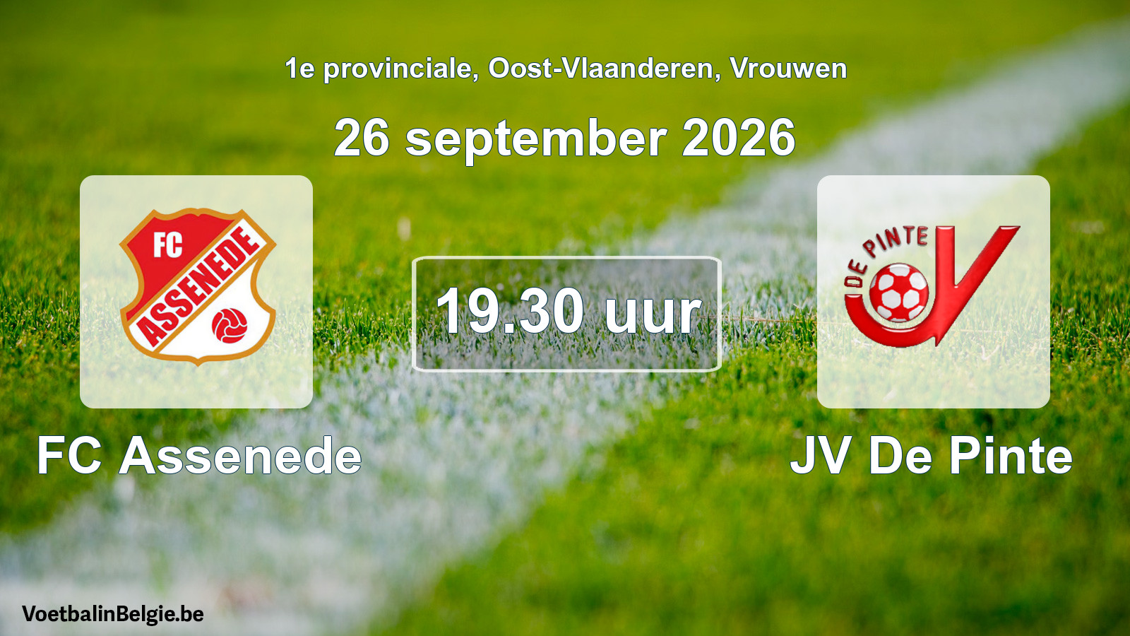 Match prévu football femmes: FC Assenede - JV De Pinte (26 septembre 2026)